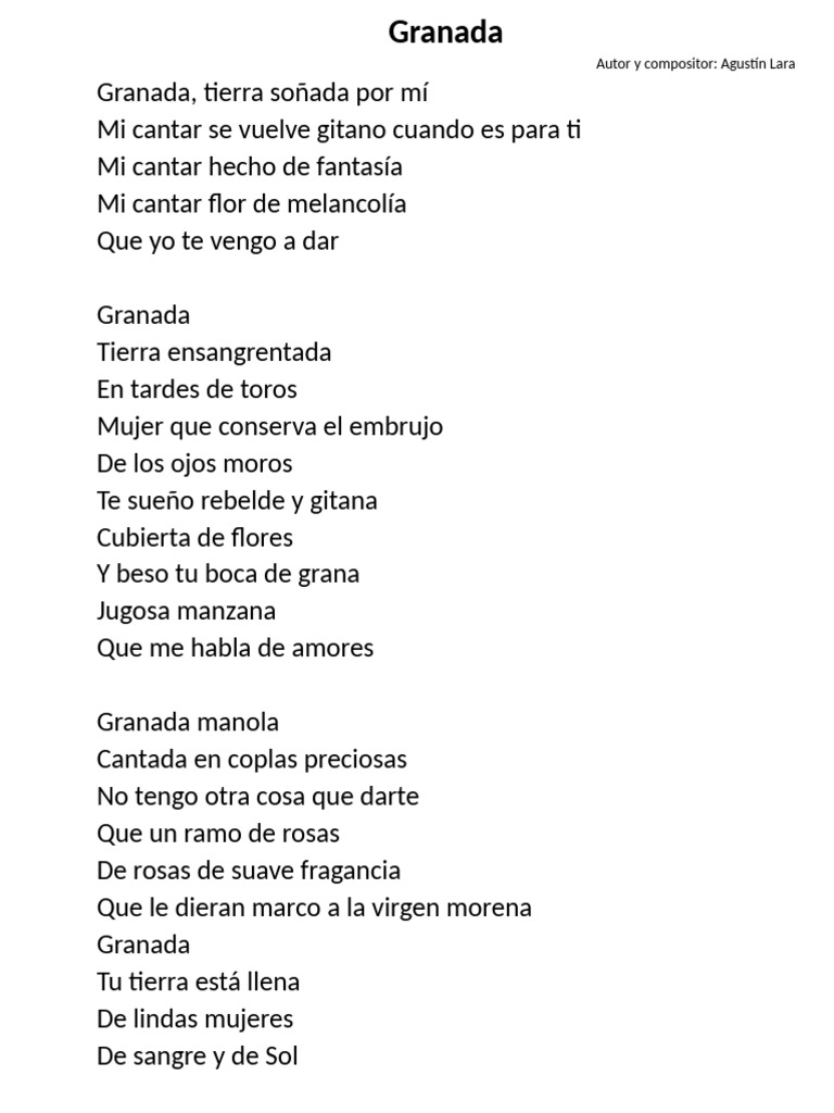 Granada: Canción de Agustín Lara | PDF