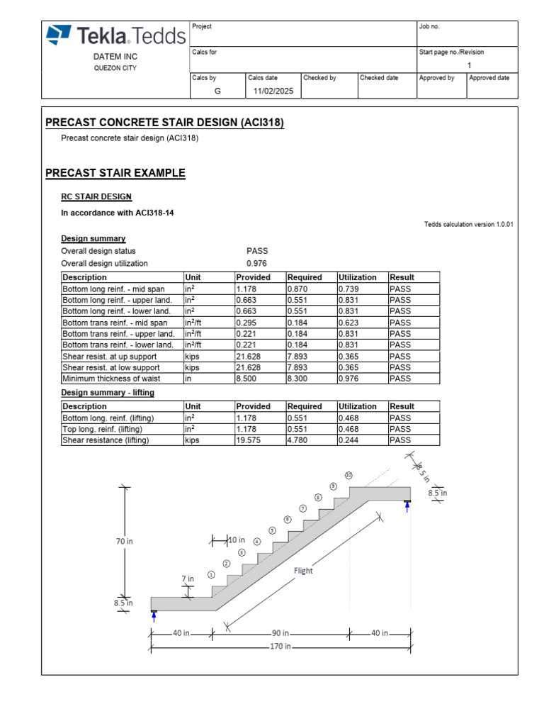 Precast Concrete Stair Design Summary | PDF | Strength Of Materials ...