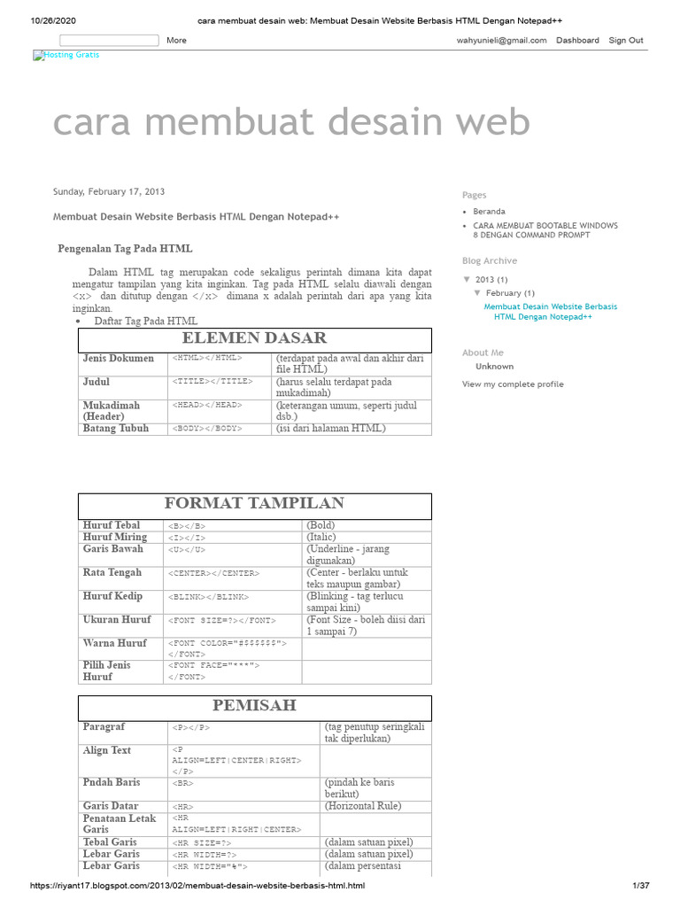 Desain Website HTML dengan Notepad++ | PDF