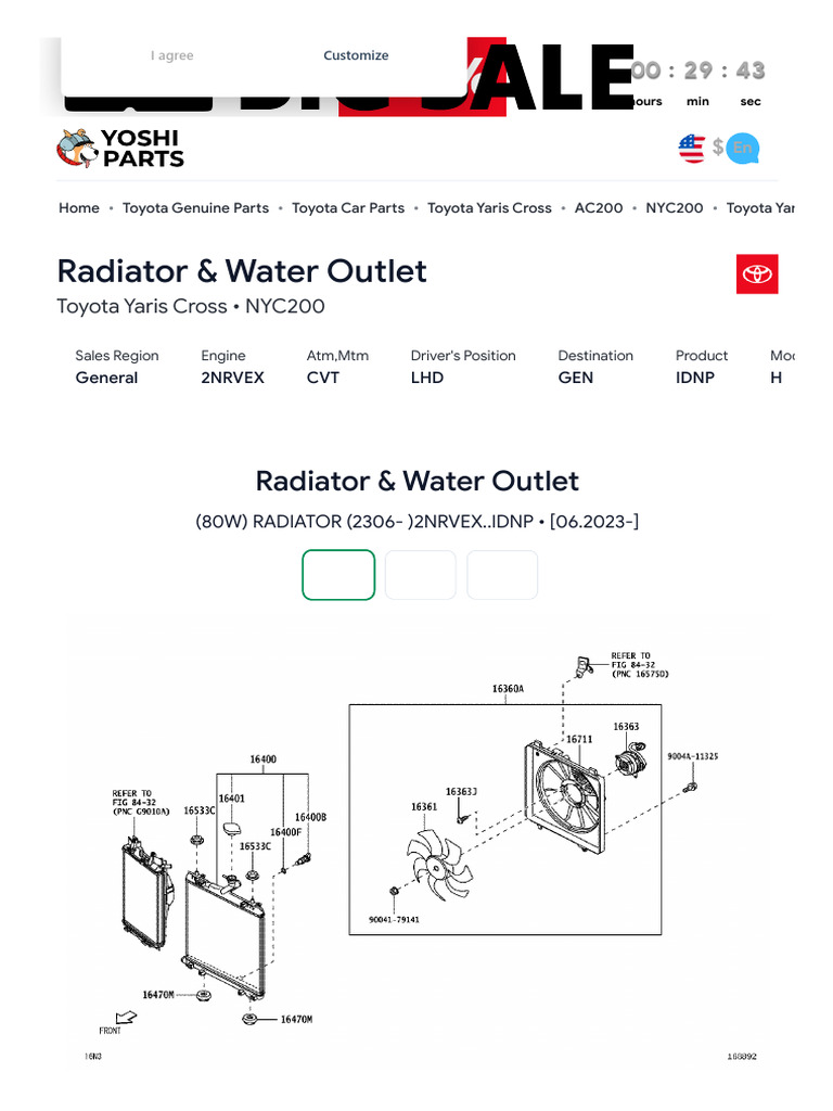 Toyota Yaris Cross NYC200 Radiator & Water Outlet - YoshiParts | PDF ...
