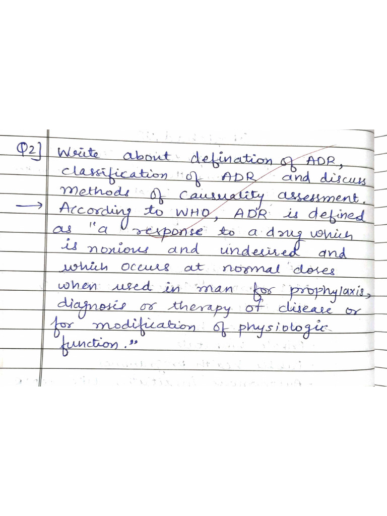 (10m) Write About Definition of ADR Classification of ADR and Discuss ...