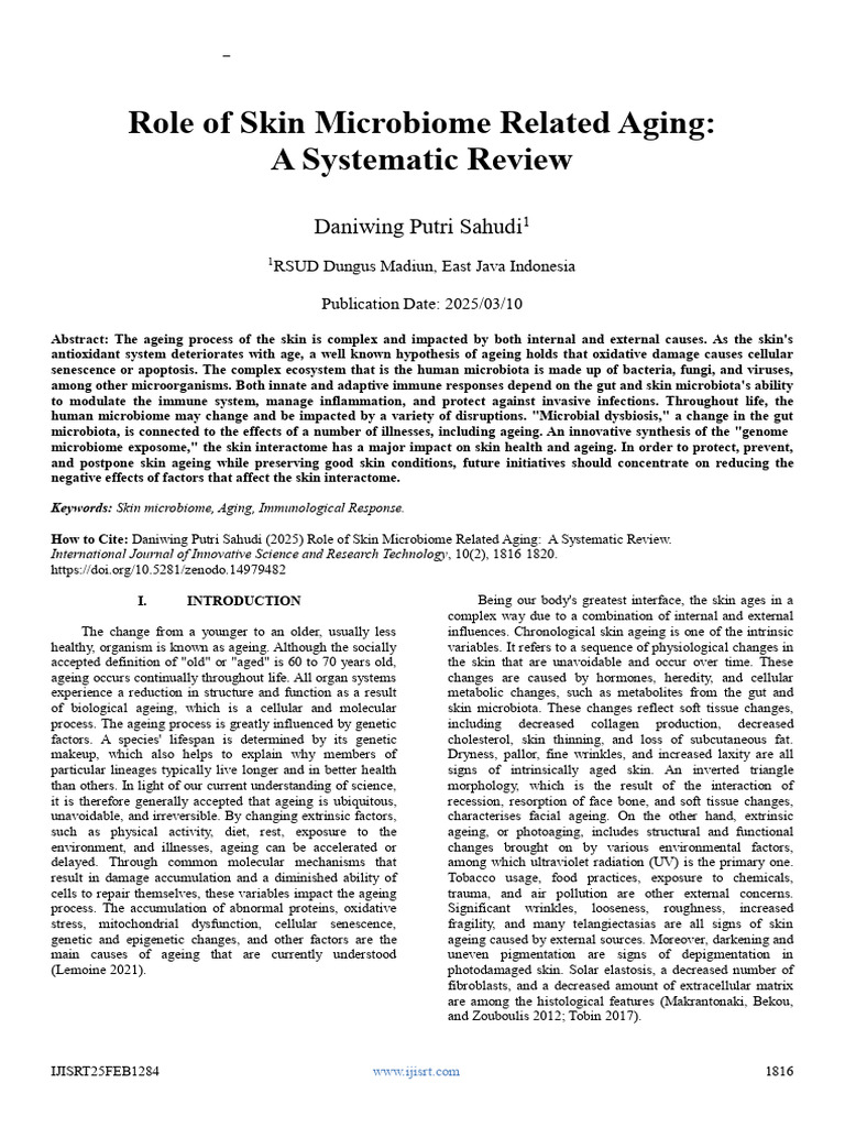 Skin Microbiome and Aging Review | PDF | Microbiota | Life Sciences