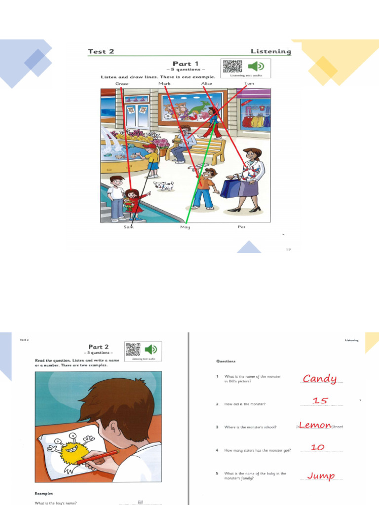 Key - Starters 4 - 2022 - Test 2 | PDF