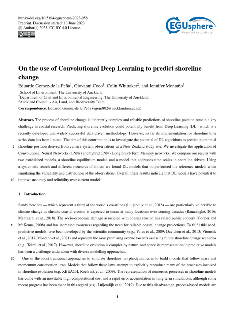 Deep Learning for Shoreline Change Prediction | PDF | Applied ...