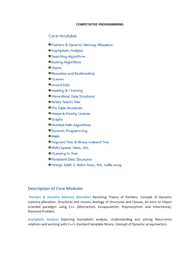 COMPETITIVE PROGRAMMING_SYLLABUS-2 | PDF | C++ | Algorithms