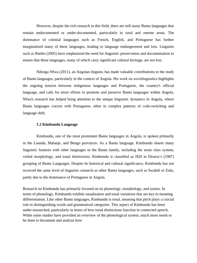 Preserving Kimbundu: A Bantu Language Study | PDF