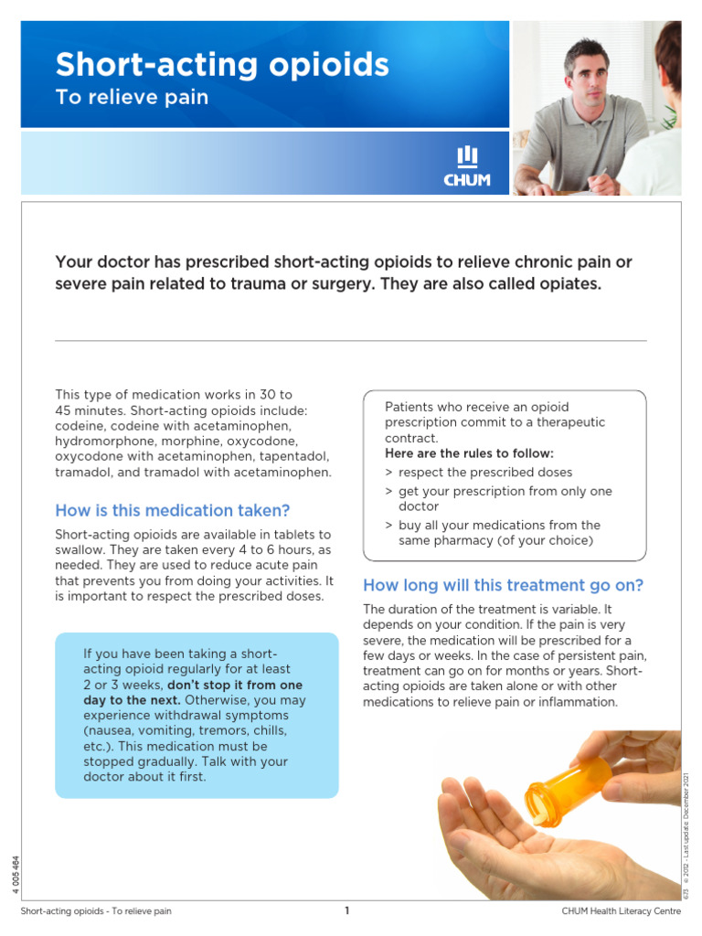 673 2 Short Acting Opioid To Relieve Pain | PDF | Opioid | Analgesic