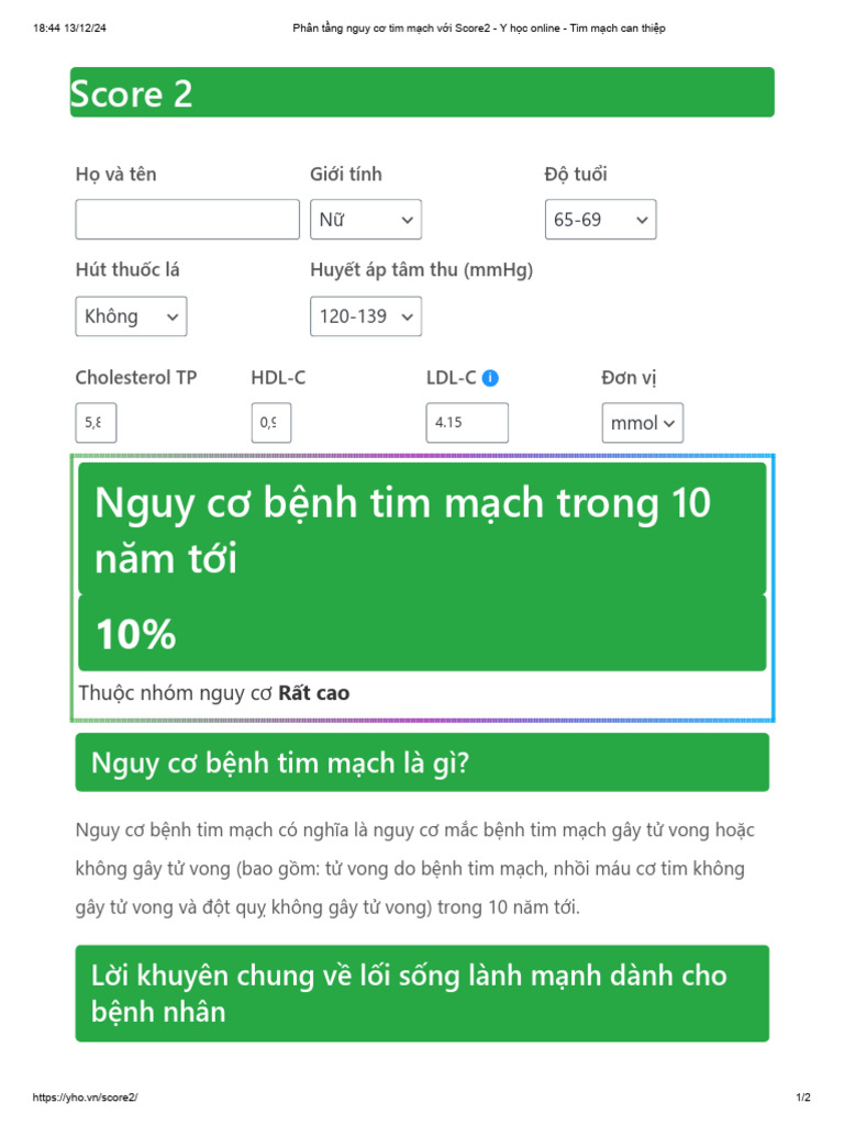 Phân tầng nguy cơ tim mạch với Score2 - Y học online - Tim mạch can ...