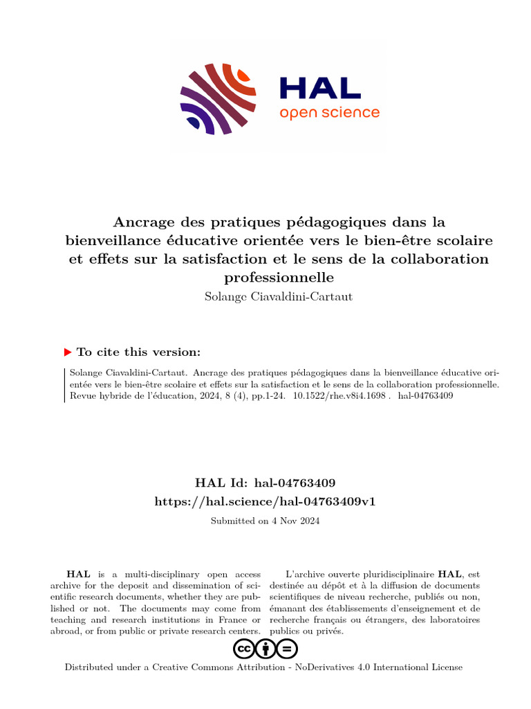 Pratiques pédagogiques et bienveillance éducative | PDF | Bien-être ...