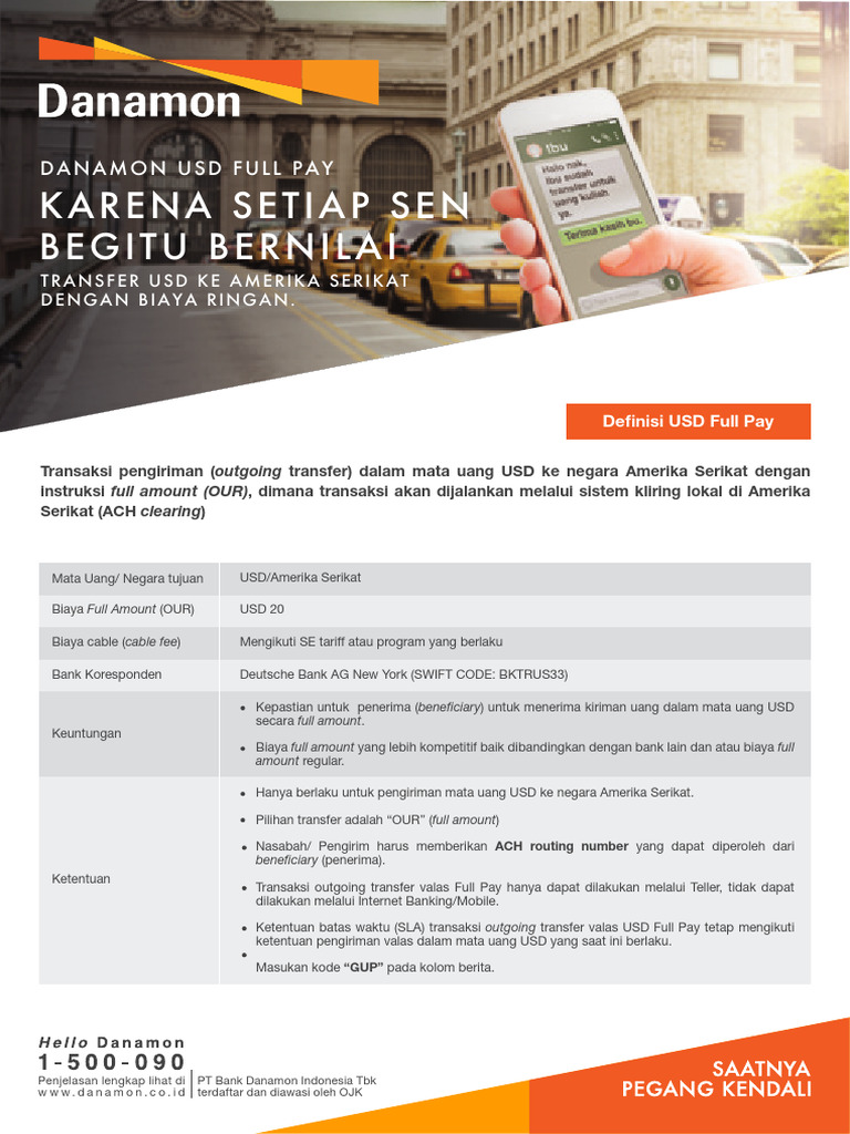 Layanan Transfer USD Full Pay Danamon | PDF