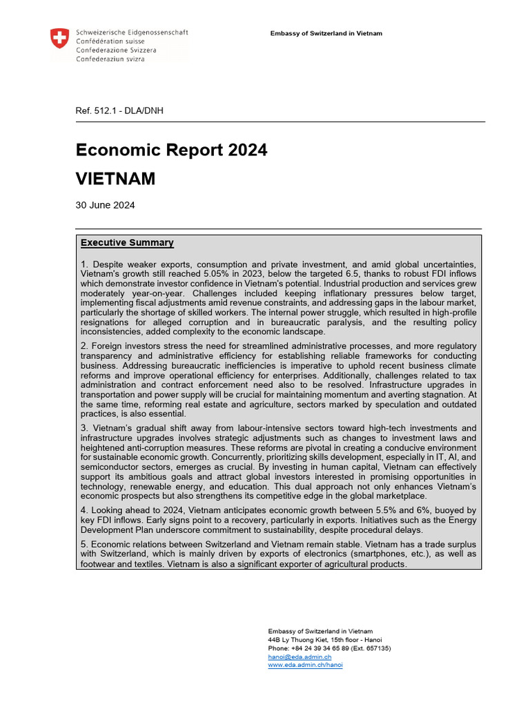 Wirtschaftsbericht Vietnam 2024 | PDF | Foreign Direct Investment | Vietnam