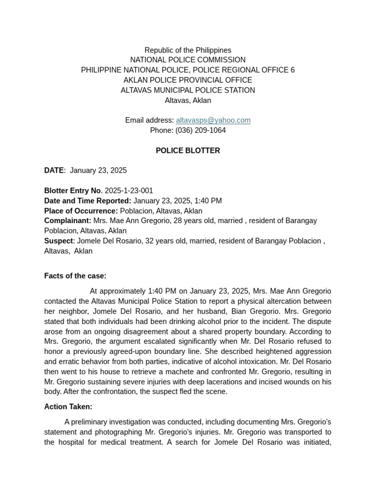 Police Blotter: Assault Incident Report | PDF | Law Enforcement | Crime ...