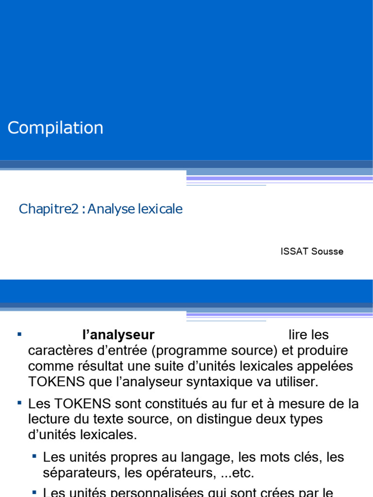 Analyse lexicale et unités lexicales | PDF | Syntaxe | Mécanique du langage