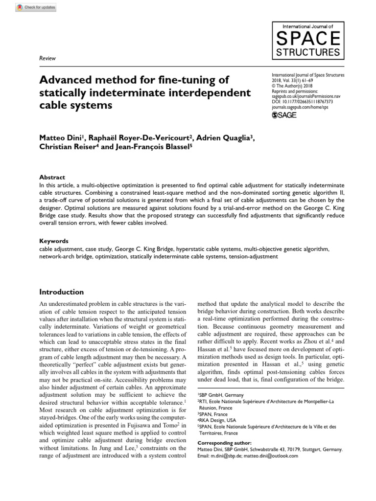 Advanced method for fine-tuning of statically indeterminate ...