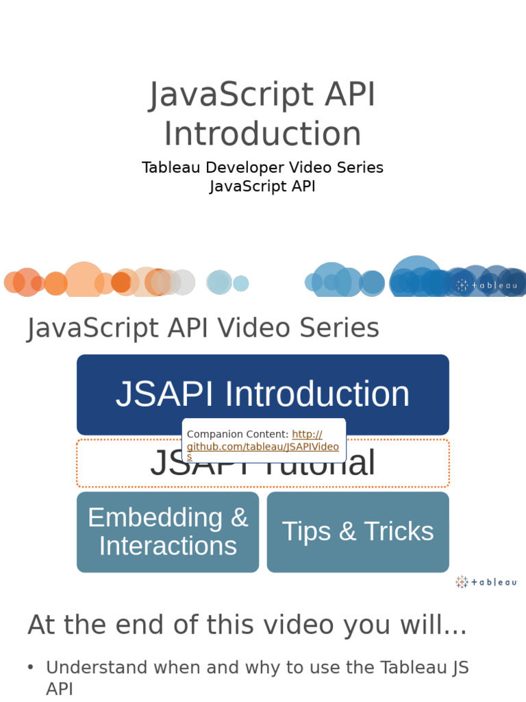 Introduction à l'API JavaScript de Tableau | PDF | Développement de ...