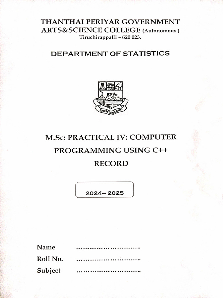 C++ RECORD Front Sheet | PDF