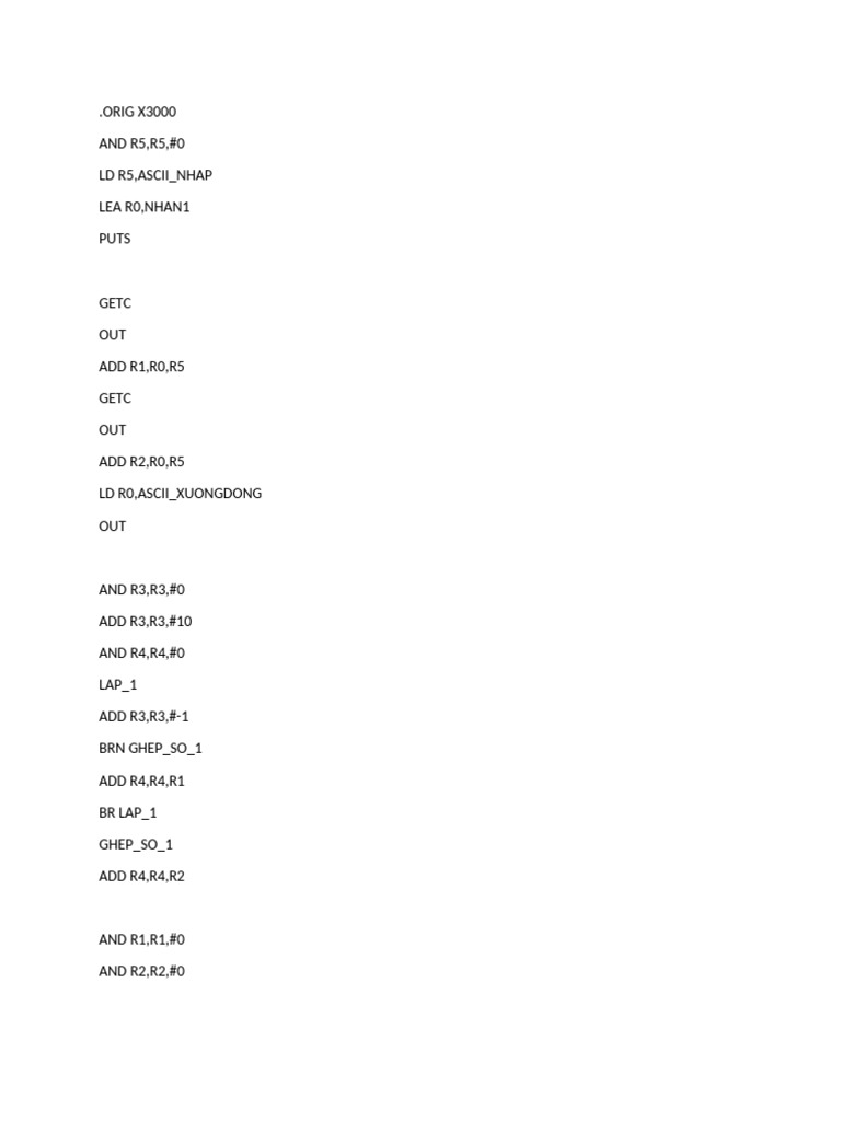 Assembly Code for Number Multiplication | PDF
