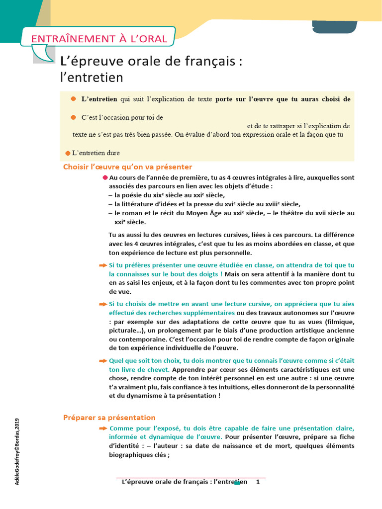 Préparer l'entretien oral de français | PDF | Romans