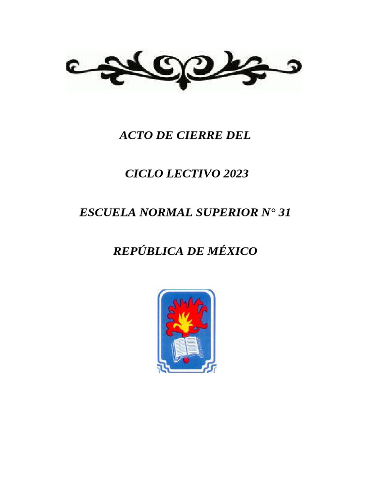 Cierre del Ciclo Lectivo 2023 en la ENS N° 31 | PDF