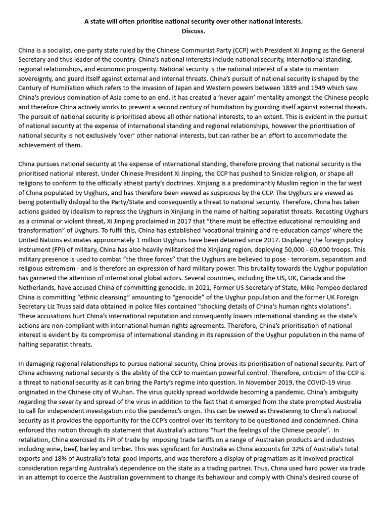China's National Security Priorities Explained | PDF | China | World ...