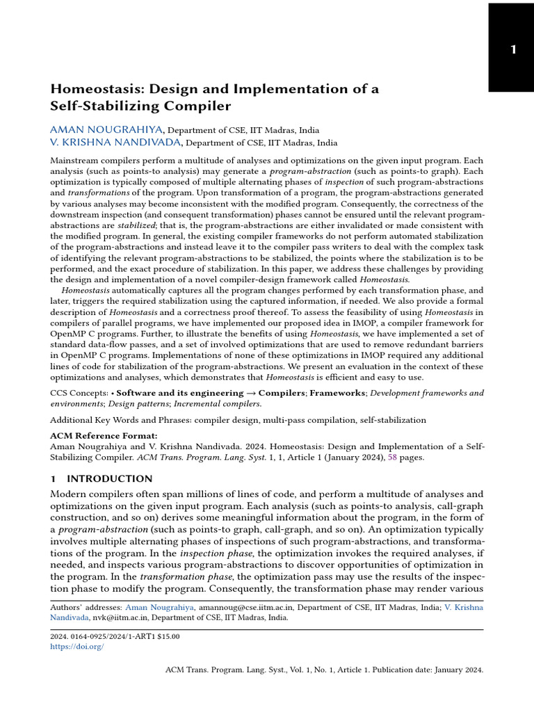 Self-Stabilizing Compiler Design | PDF | Compiler | Program Optimization