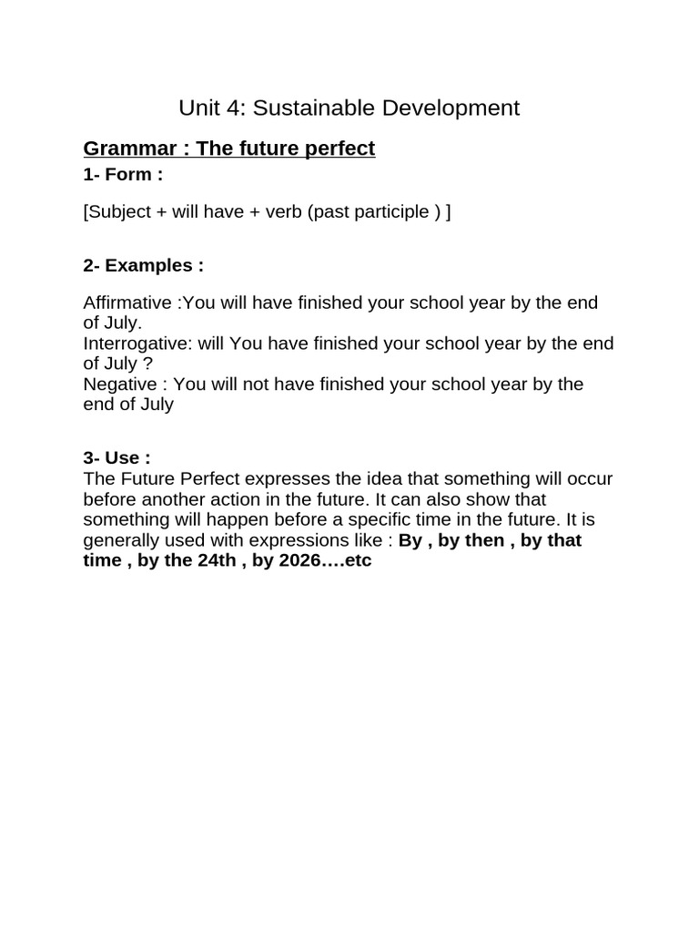 Future Perfect Tense Explained | PDF