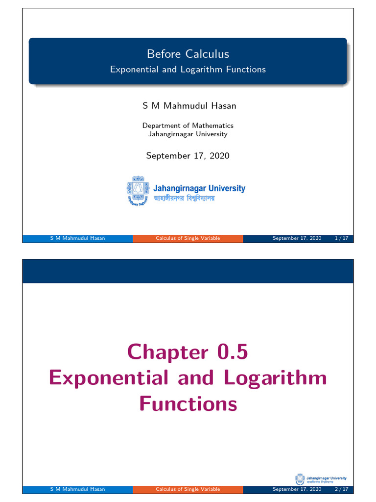 Exponential and Logarithm Functions Explained | PDF | Exponential ...