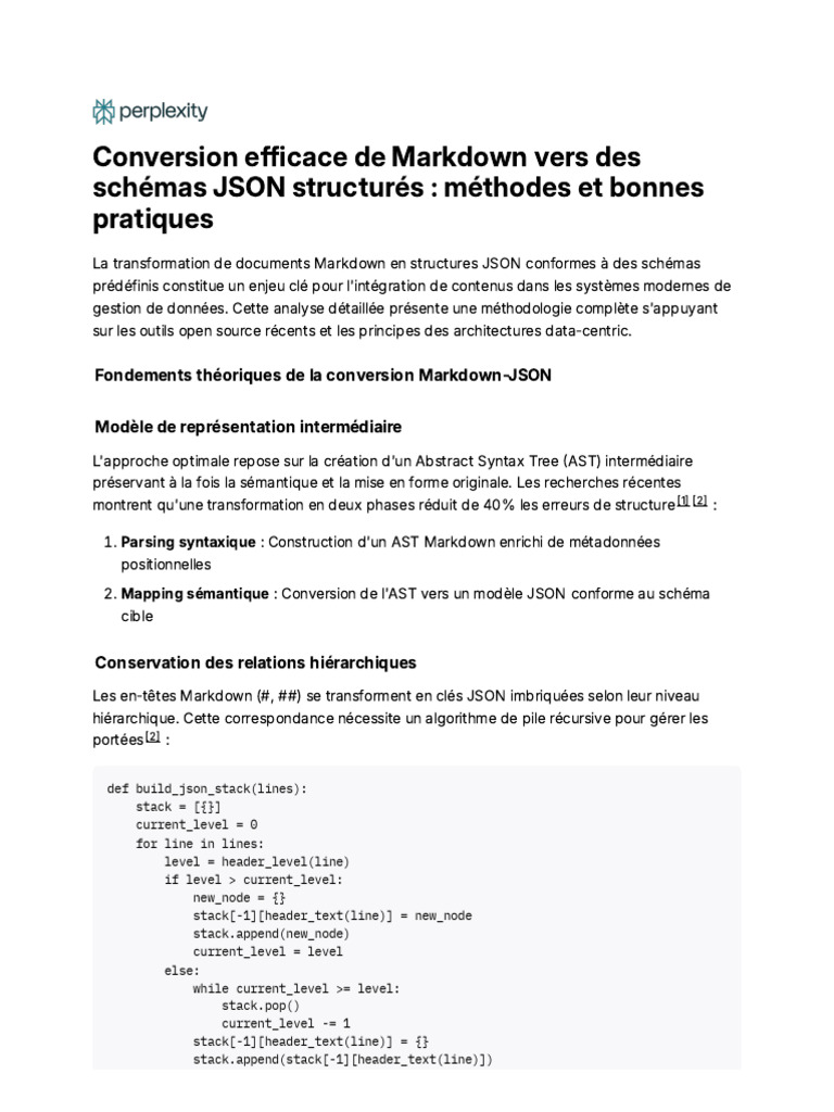 Conversion Markdown en JSON : Méthodes clés | PDF | Analyse syntaxique ...