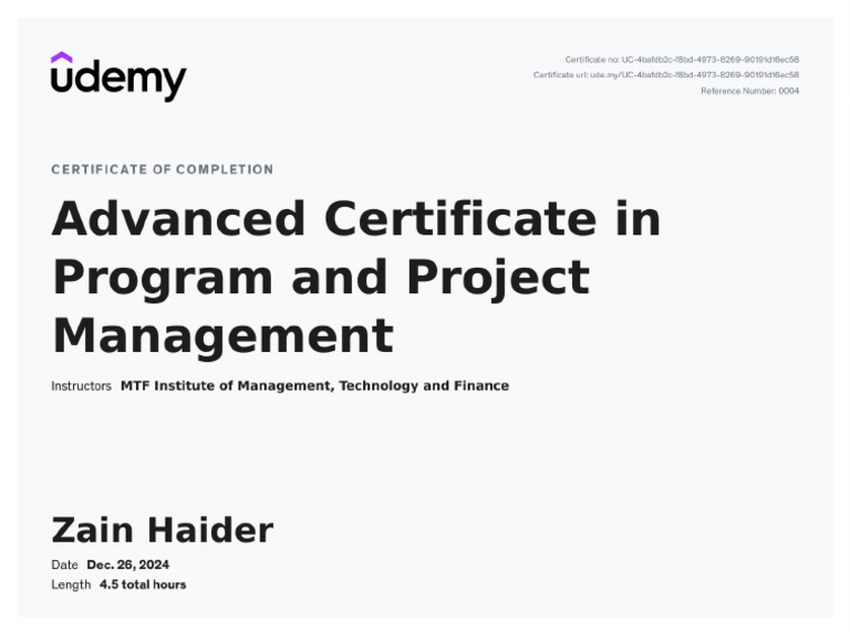 Advance Certificate in Program and Project Management | PDF