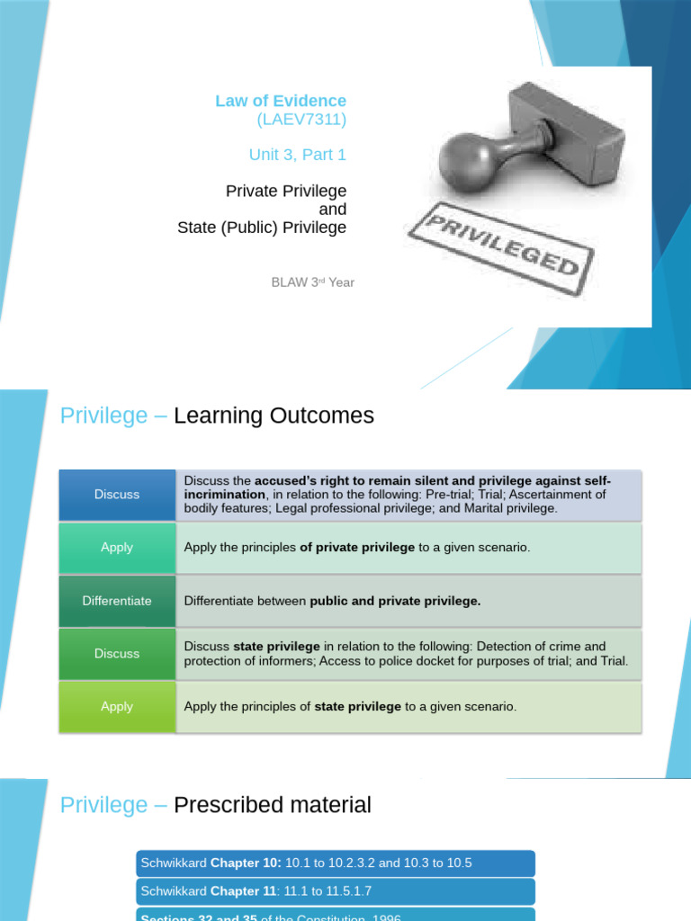 Understanding Private and State Privilege | PDF | Self Incrimination ...