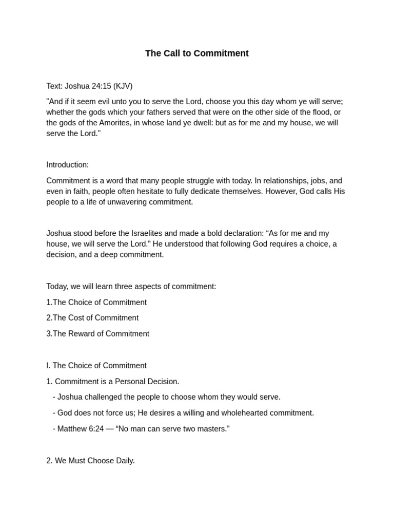 The Call to Commitment in Faith | PDF | Thou | Sacrifice