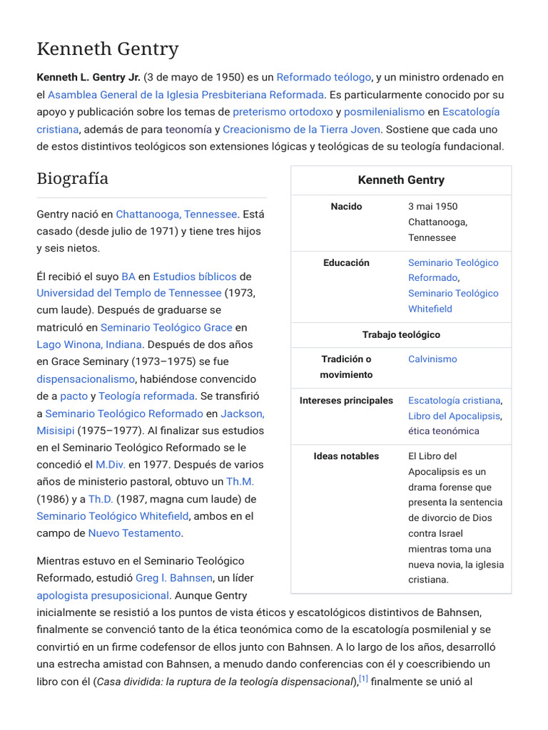 Kenneth Gentry - Wikipedia | PDF | Libro de revelación | Iglesia cristiana