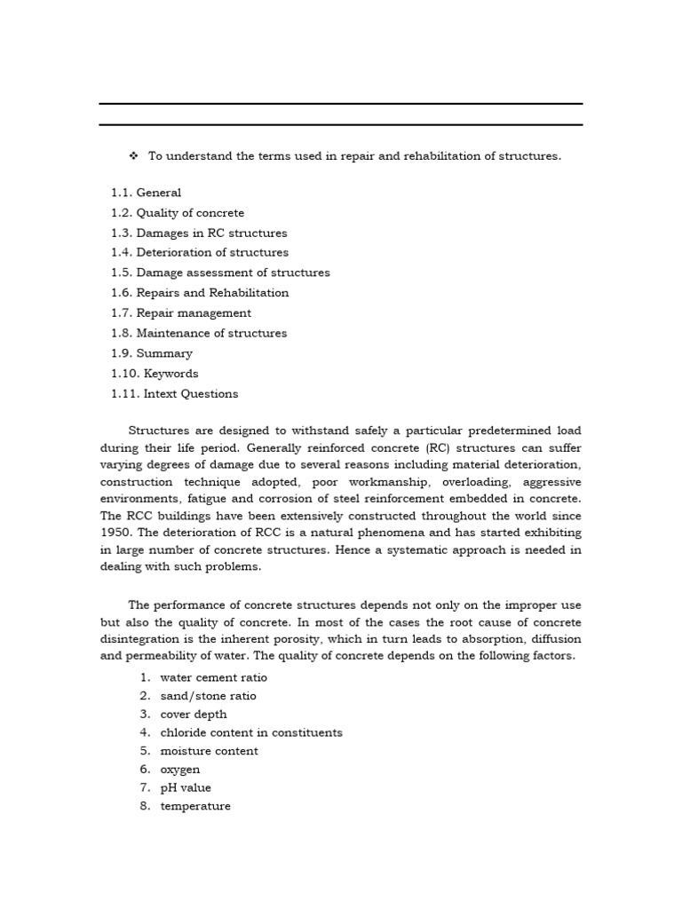 Repair and Rehabilitation of Structures | PDF | Concrete | Reinforced ...
