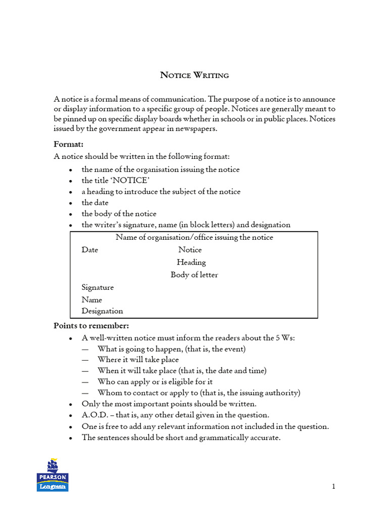 Effective Notice Writing Guide | PDF | Résumé