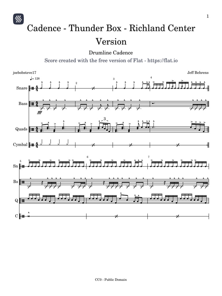 Thunder Box Drumline Cadence Score | PDF