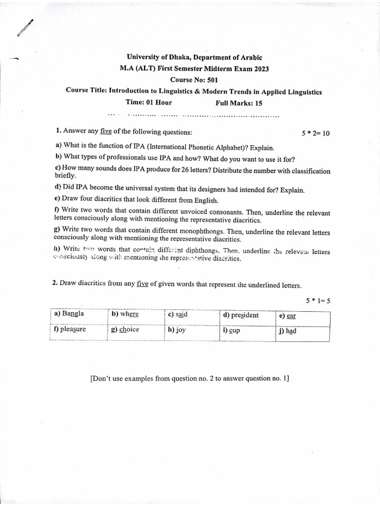 ALT 1st Mid Questions 2023 | PDF