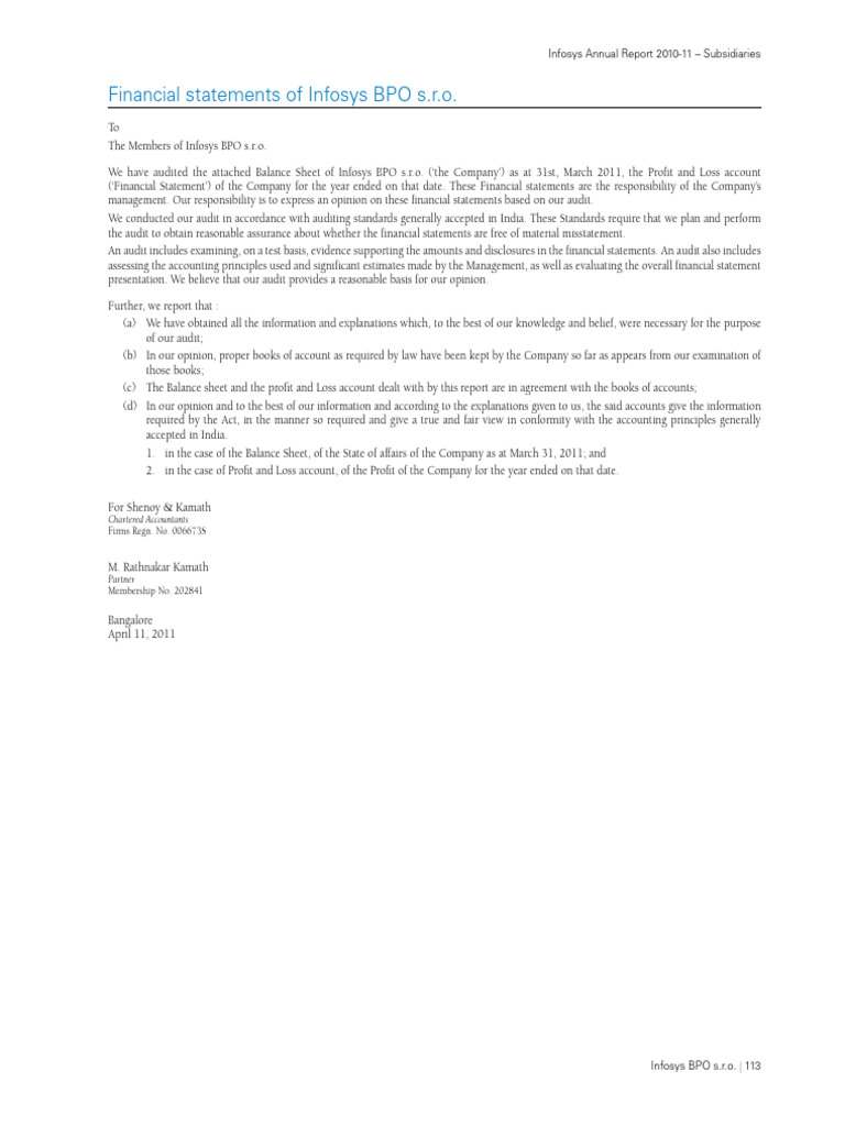 Financial Statements of Infosys | PDF | Audit | Taxes