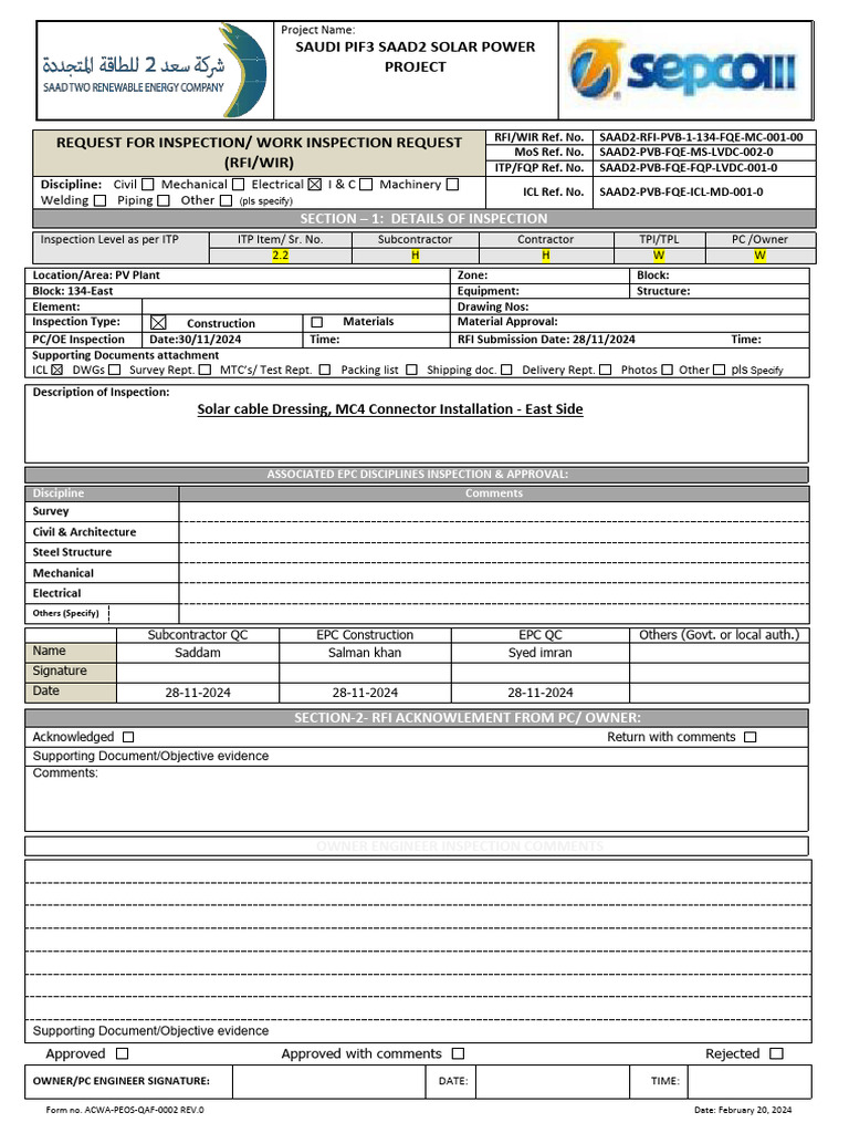Saudi PIF3 Saad2 Solar Power RFI | PDF