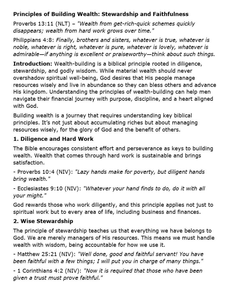 Principles of Building Wealth | PDF | Book Of Proverbs | Wealth