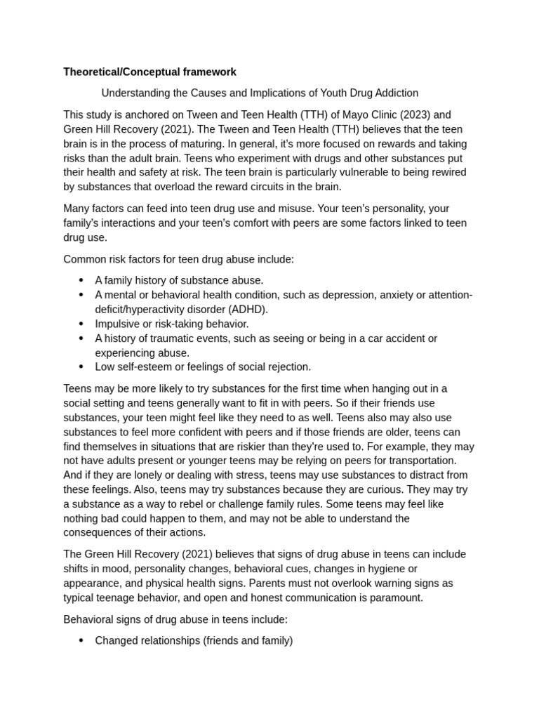 Causes and Signs of Youth Drug Addiction | PDF | Adolescence ...
