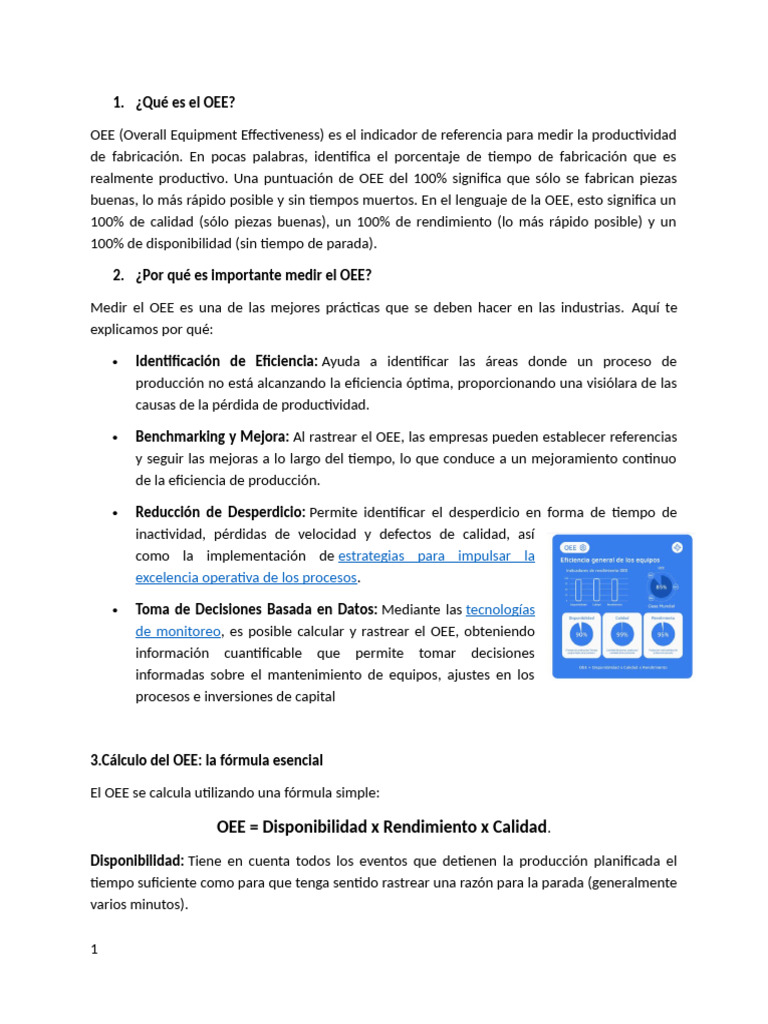 Introducción al OEE en Manufactura | PDF | Economias
