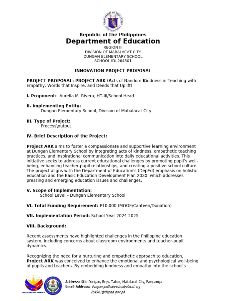 Innovation Project Proposal | PDF | Teachers | Evaluation
