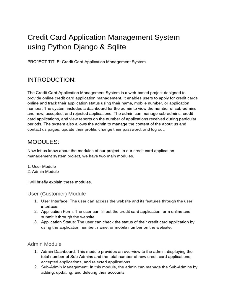 Credit Card Application Management Django | PDF | Computing | Software