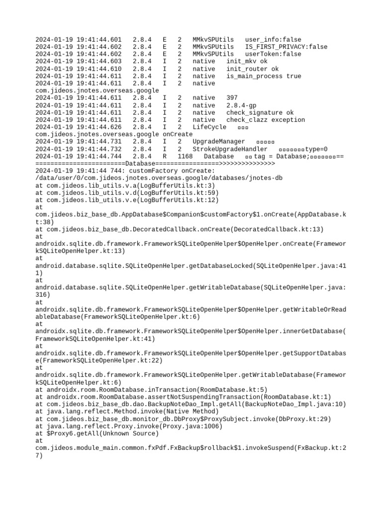 JNotes App Lifecycle and Database Logs | PDF | Information Management ...