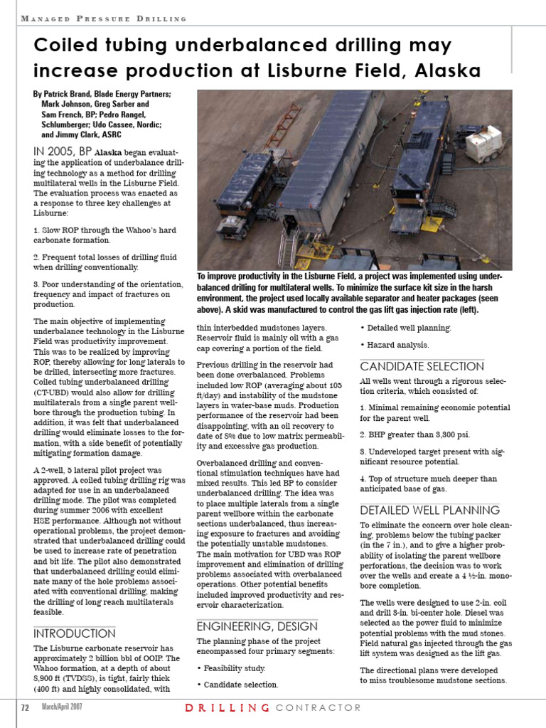 Coiled Tubing Underbalanced Drilling | PDF | Oil Well | Petroleum Reservoir