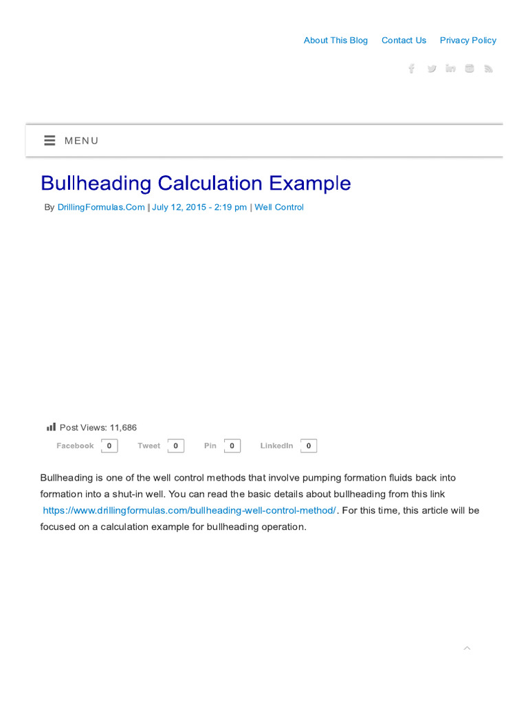 Bullheading Calculation Example | PDF