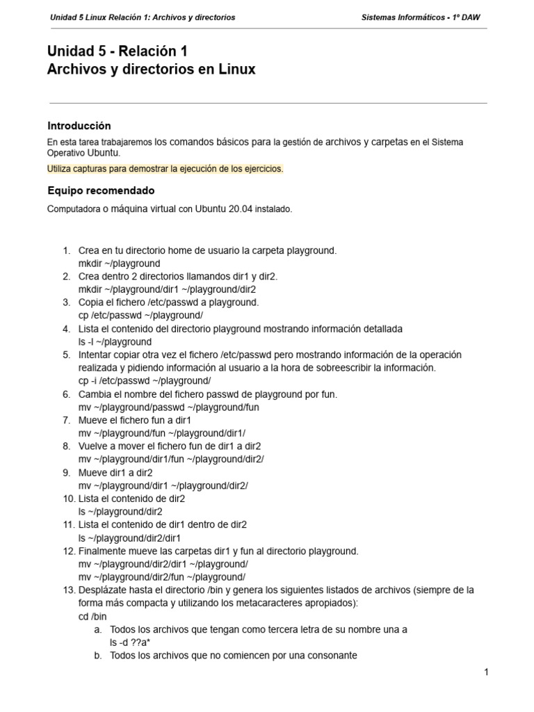 Comandos Básicos de Archivos en Linux | PDF | Archivo de computadora ...