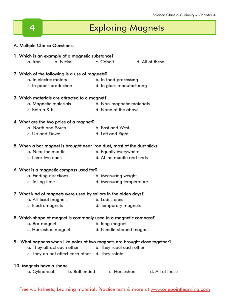 Class 6 Science Chapter 4 Exploring Magnets | PDF | Magnet | Magnetism