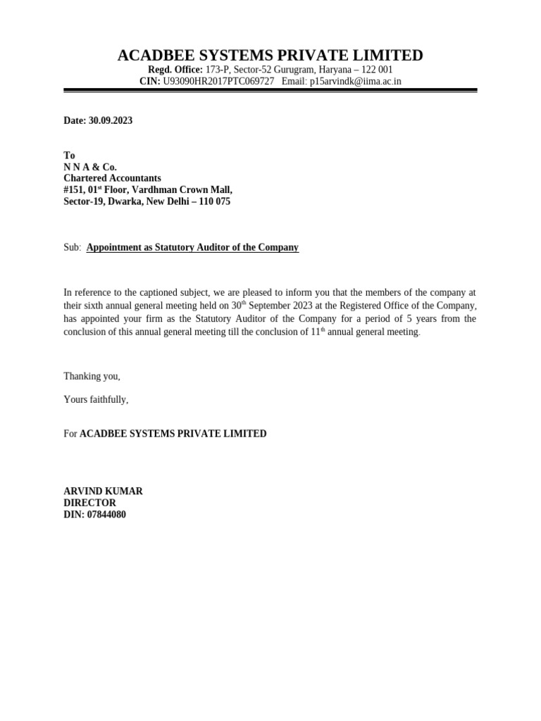 Auditor Appointment Resolution 2023 | PDF