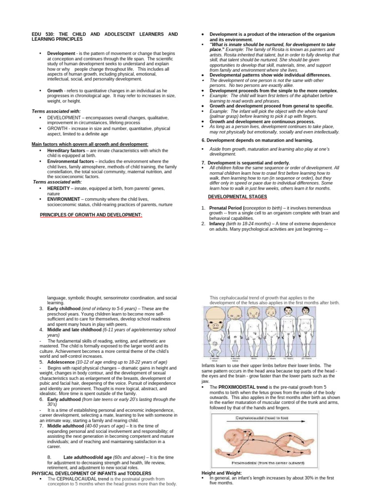 Child and Adolescent Development Principles | PDF | Adolescence | Infants